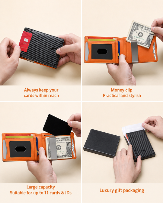 Portefeuille Homme Compact avec Protection RFID et Design Pratique
