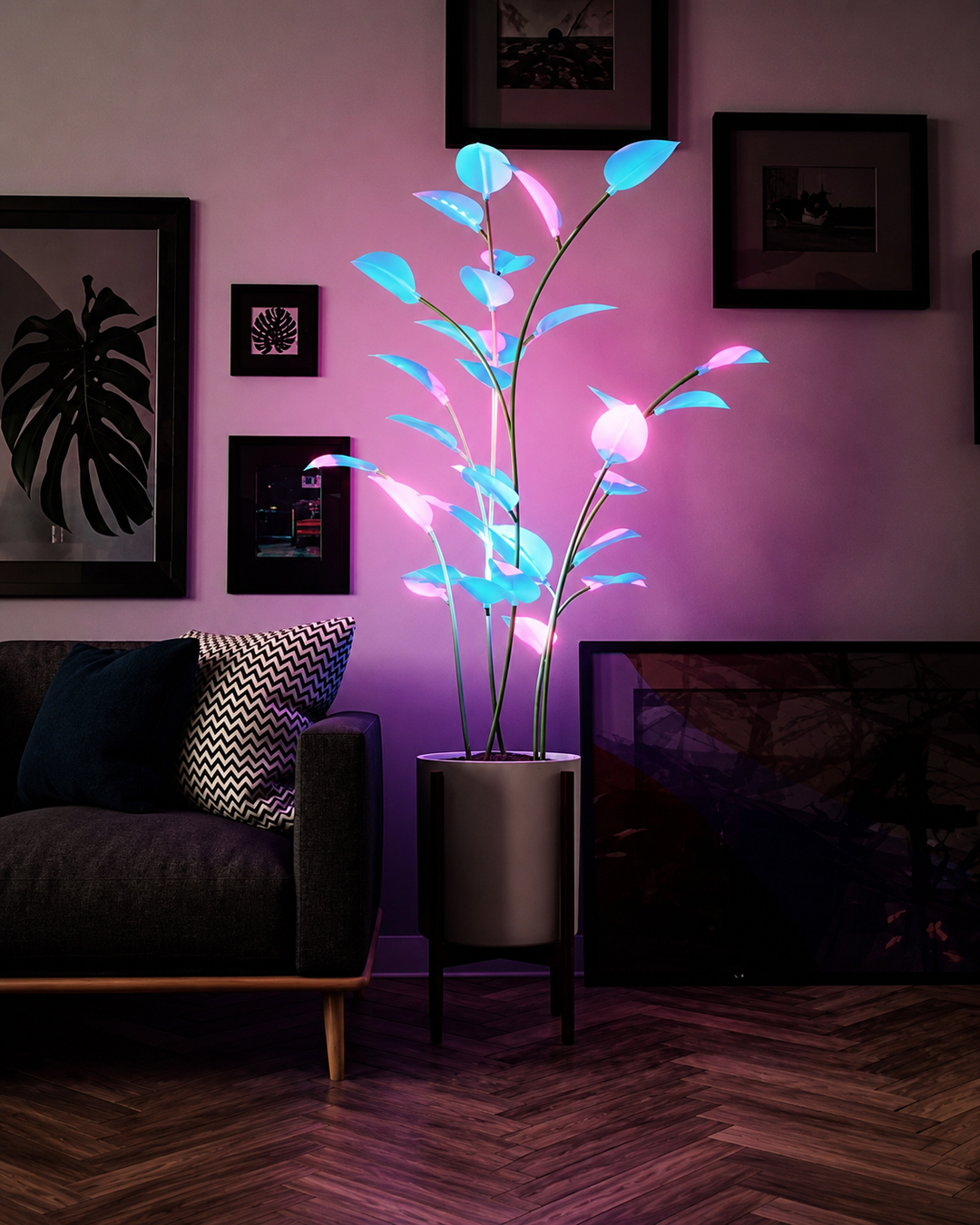 Lampe Decorative LED Plante Magique Changement de Couleur