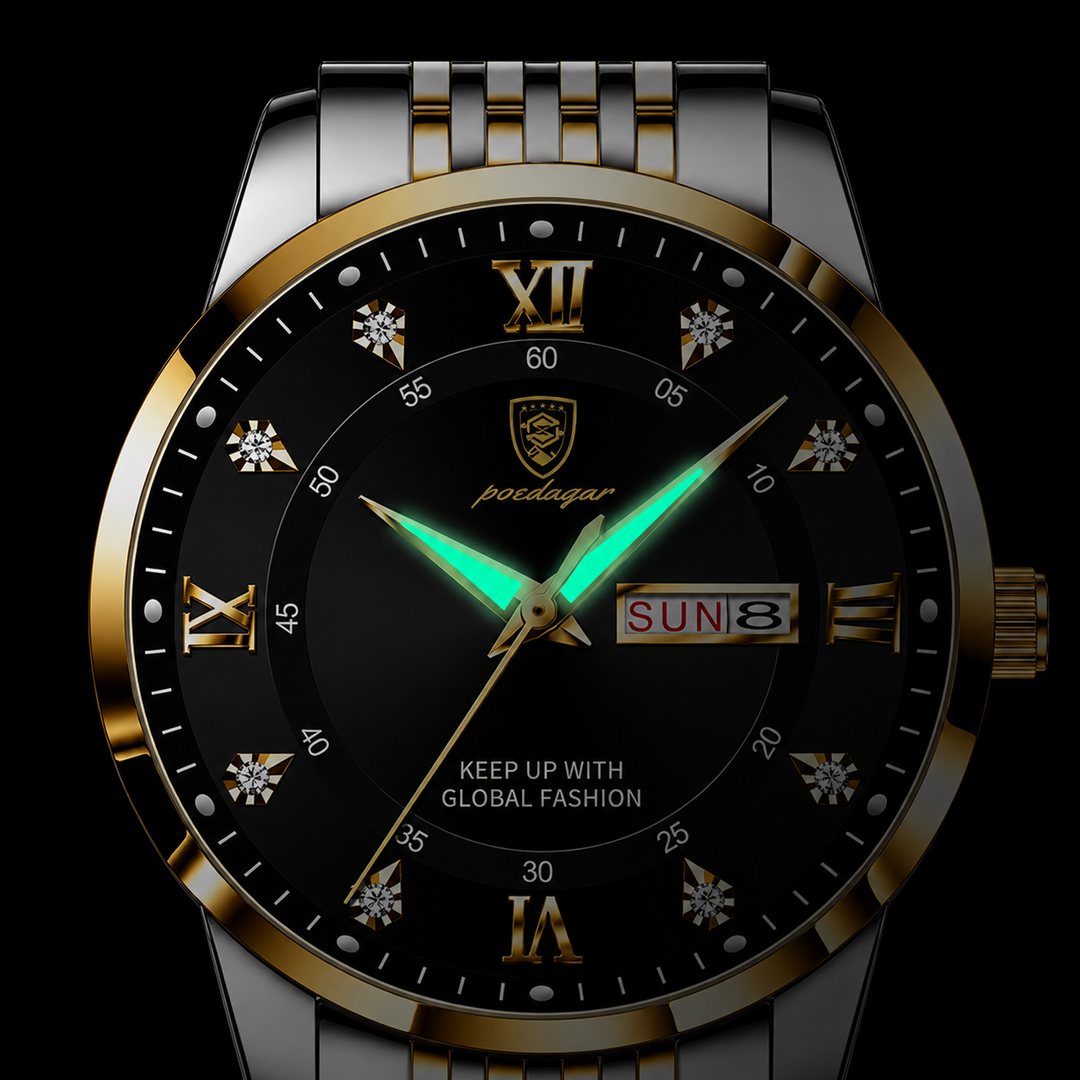 Montre-bracelet pour hommes en acier inoxydable avec affichage lumineux