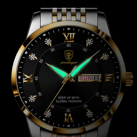 Montre-bracelet pour hommes en acier inoxydable avec affichage lumineux