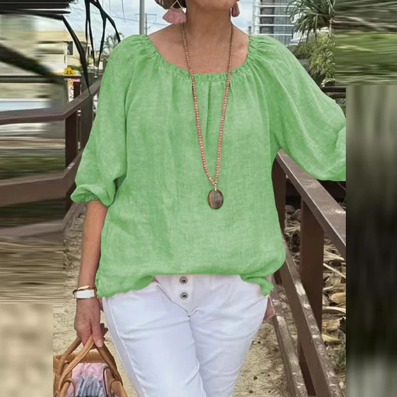 Blouse ample décontractée à manches courtes pour femme