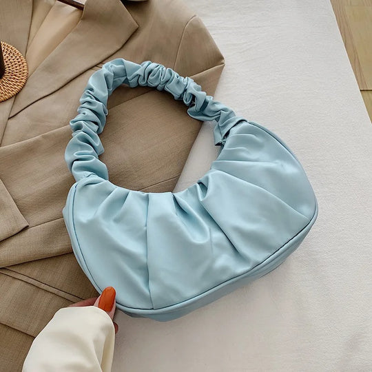 Sac à bandoulière en PU plissé pour femme