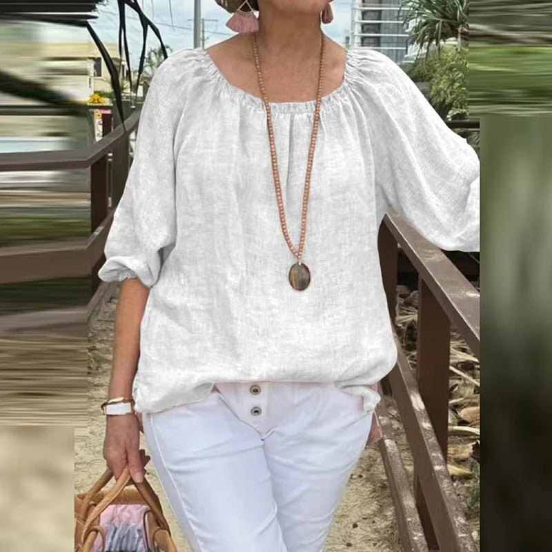 Blouse ample décontractée à manches courtes pour femme