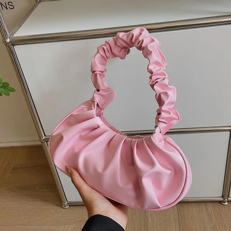 Sac à bandoulière en PU plissé pour femme