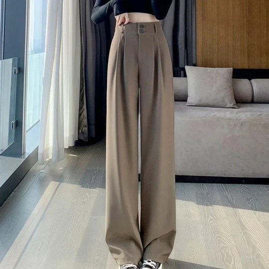 Pantalon ample taille haute style coréen pour femme