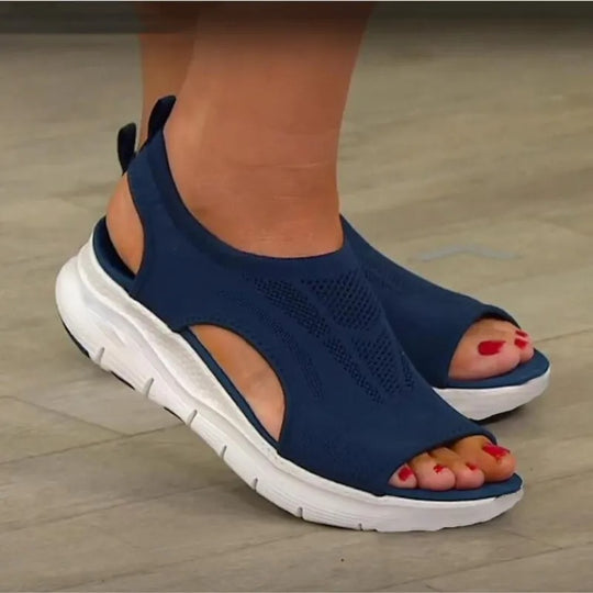 Sandales compensées en maille pour femmes