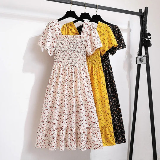 Robe midi en mousseline à fleurs pour femme