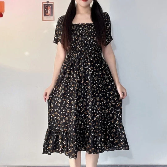 Robe midi en mousseline à fleurs pour femme