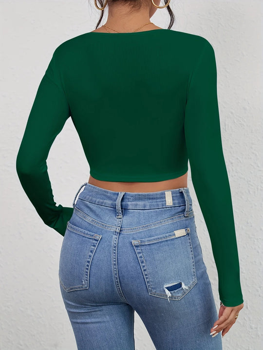 T-shirt slim à col carré pour femme