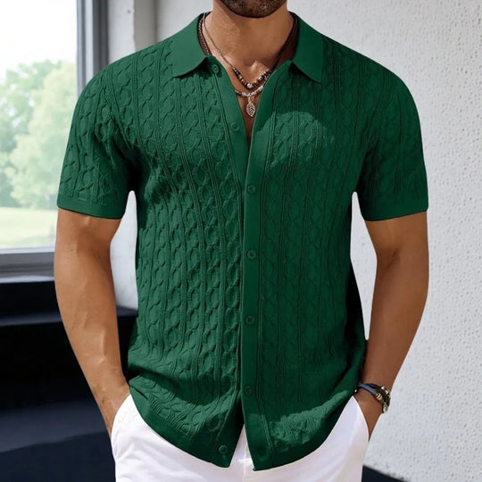 Retro Jacquard strikket polo for menn