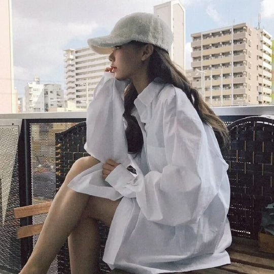 Chemise oversize à manches longues pour femme