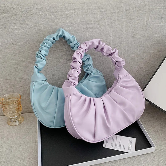 Sac à bandoulière en PU plissé pour femme