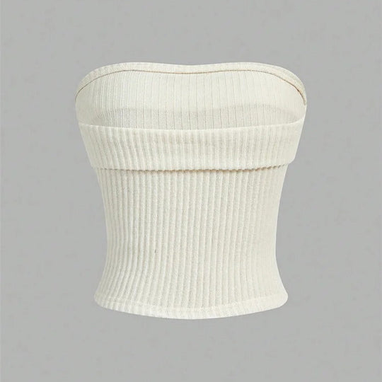 Top tube ajusté sans bretelles à côtes pour femmes