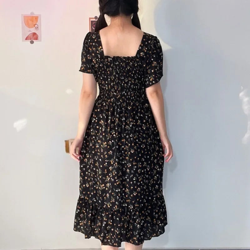 Robe midi en mousseline à fleurs pour femme