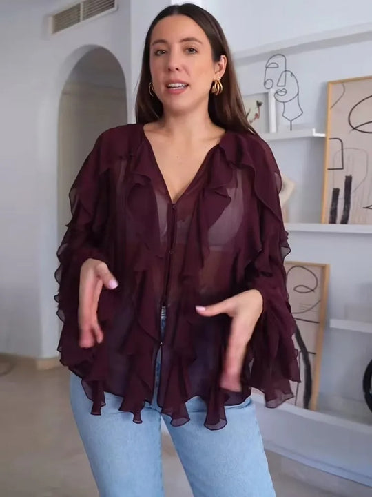 Chemisier transparent à plusieurs niveaux pour femme