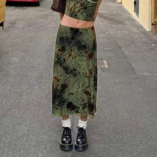 Jupe midi à imprimé floral vintage