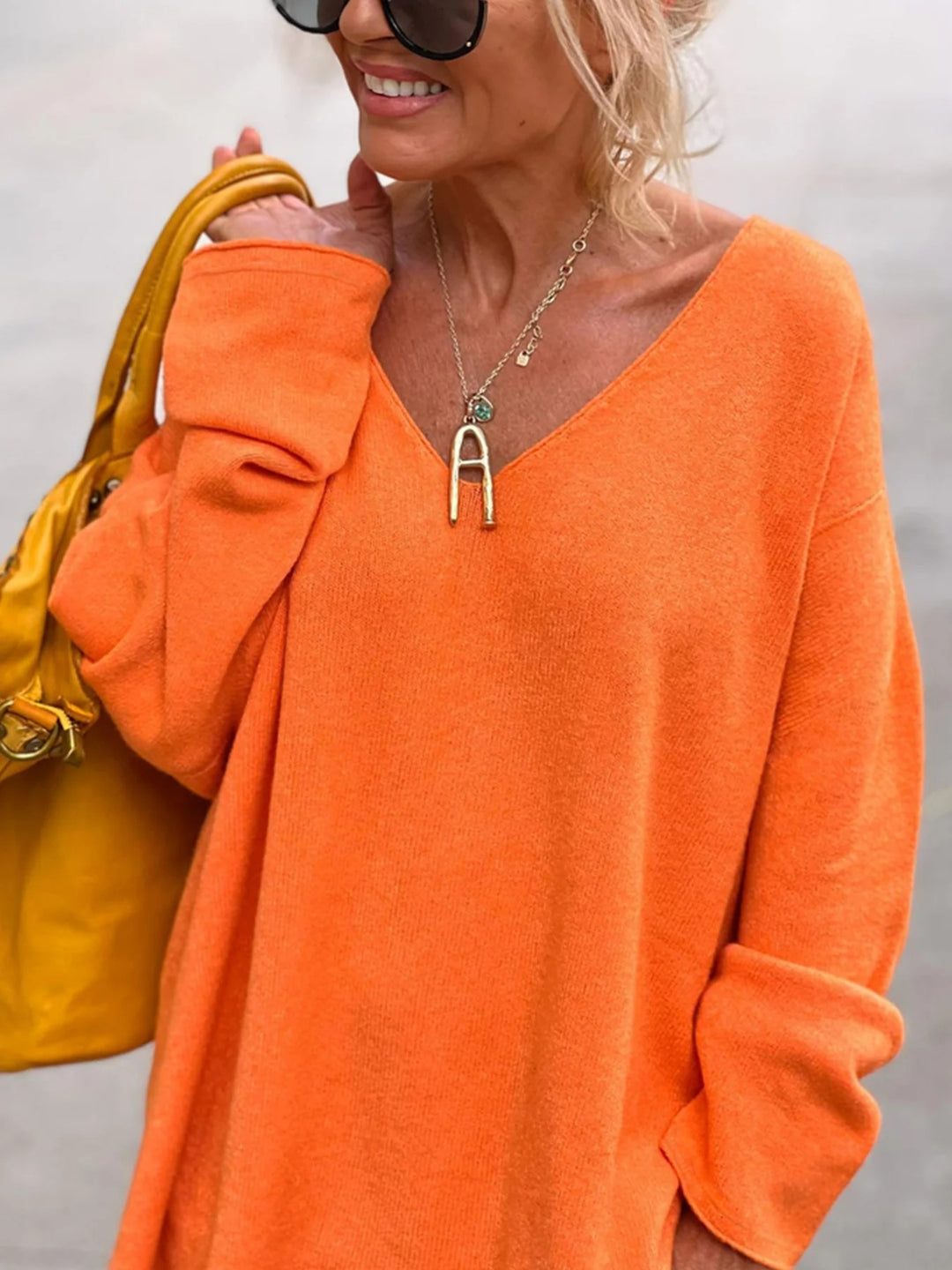 Pull oversize en maille à col en V