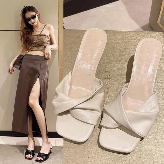 Mules à talons hauts et bout pointu pour femme