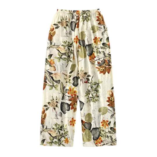 Pantalon large décontracté à taille élastique pour femme