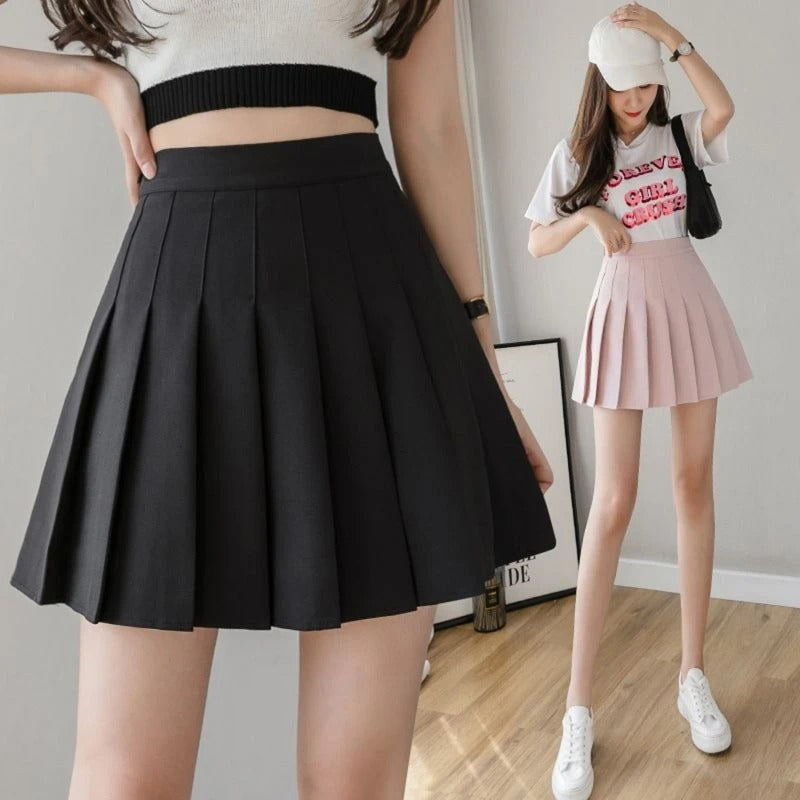 Mini-jupe plissée taille haute pour femme