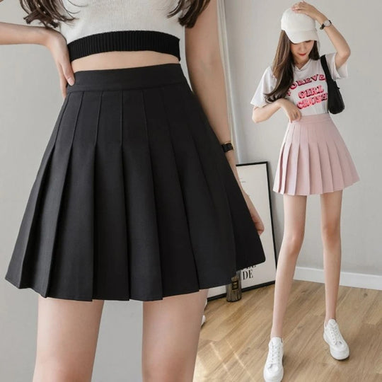 Mini-jupe plissée taille haute pour femme
