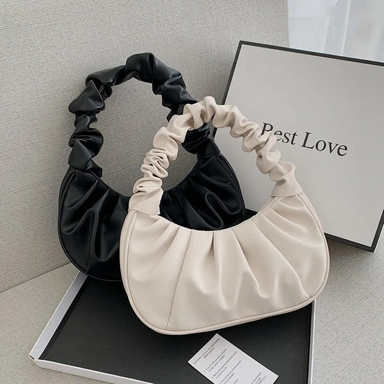 Sac à bandoulière en PU plissé pour femme