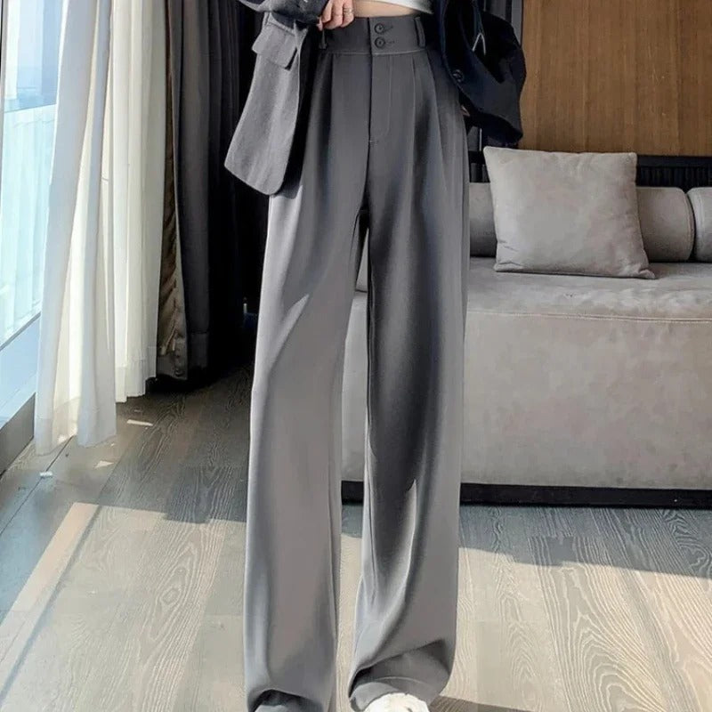Pantalon ample taille haute style coréen pour femme