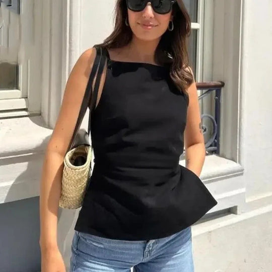 Haut court dos nu à fines bretelles pour femme