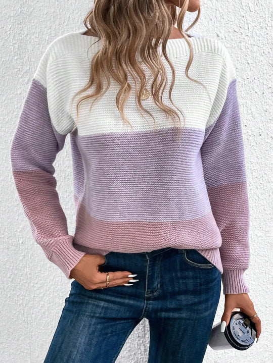 Pull patchwork tricolore pour femmes