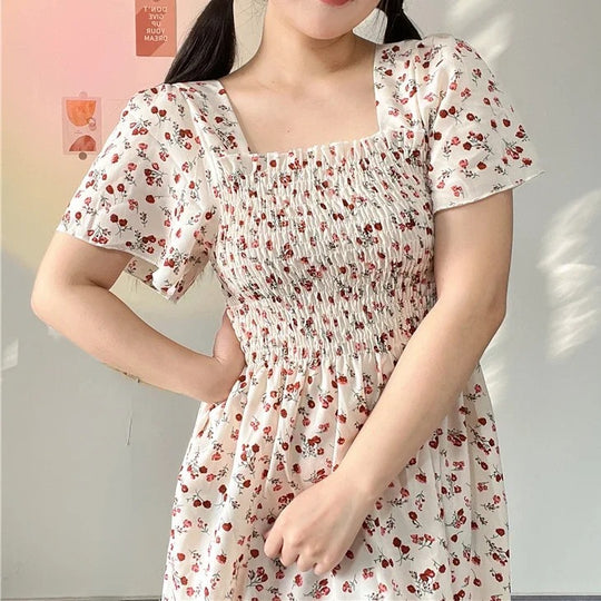 Robe midi en mousseline à fleurs pour femme