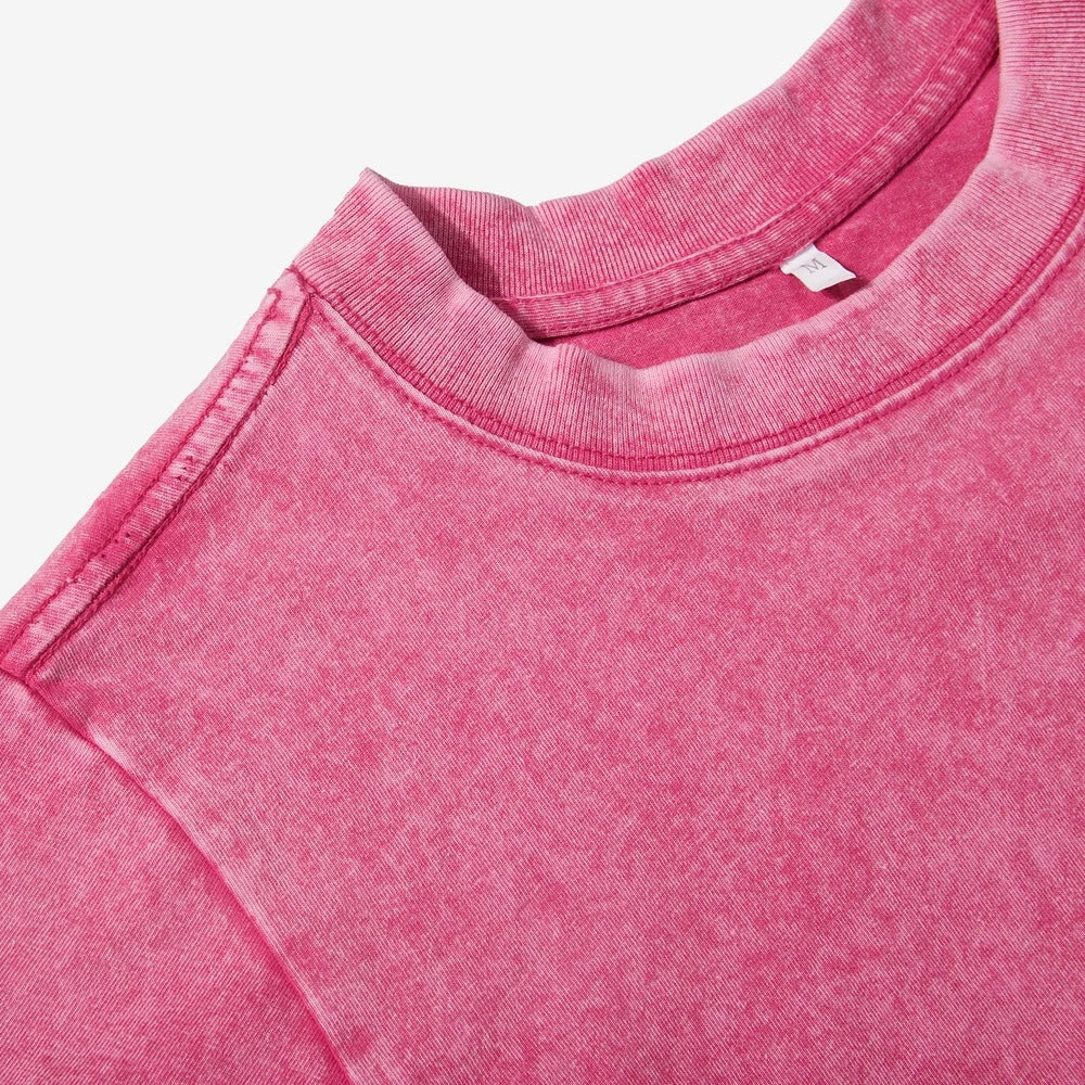 T-shirt délavé slim de couleur unie pour femmes