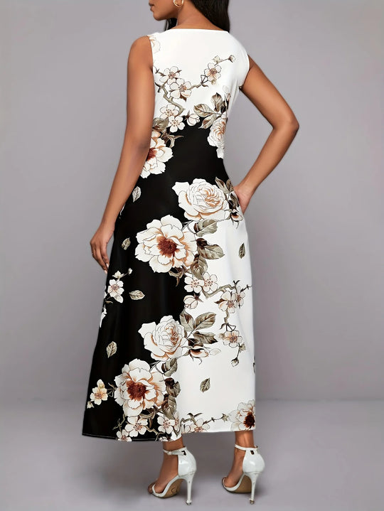 Robe bohème fleurie sans manches pour femme