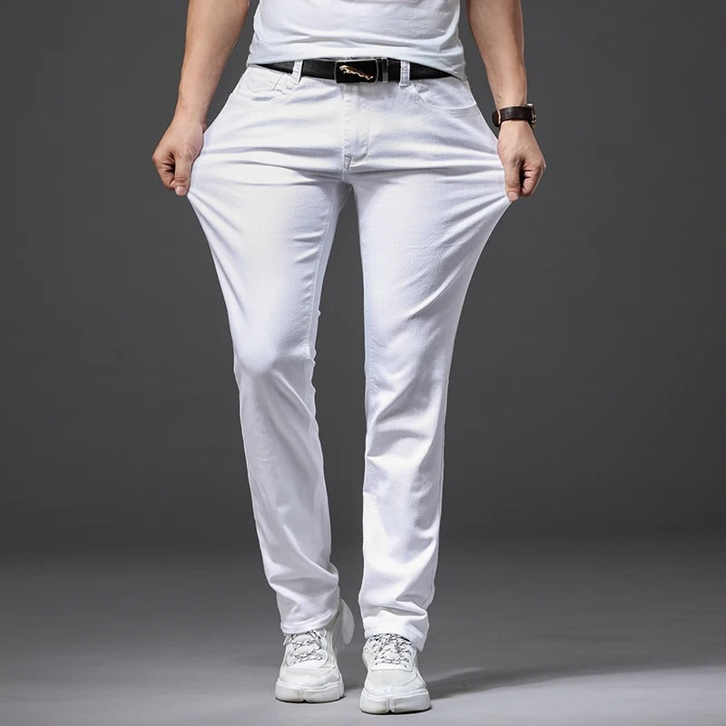 Hommes Classic White Slim Fit Jeans