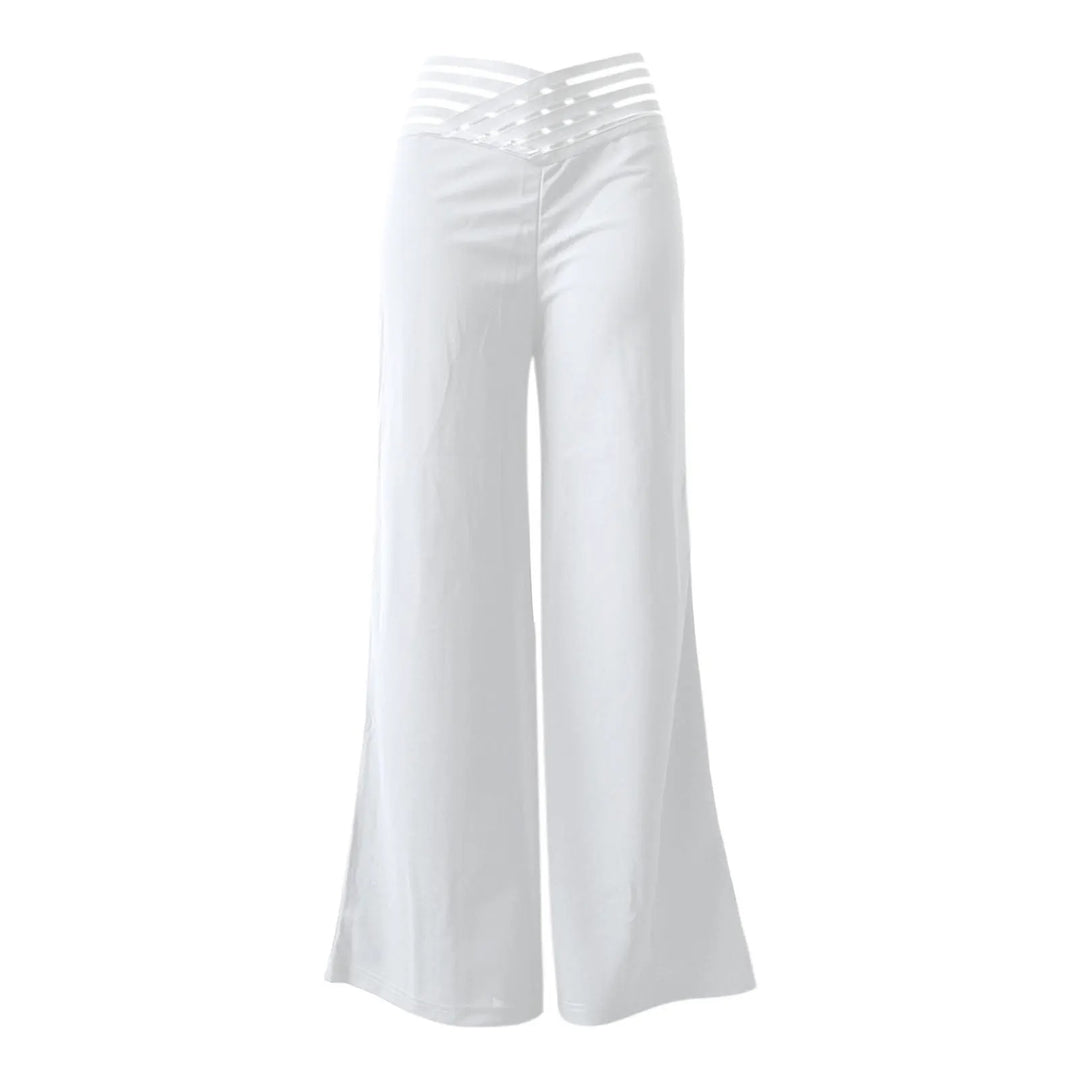 Pantalon évasé en maille transparente croisée pour femme
