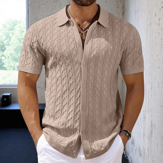 Retro Jacquard strikket polo for menn