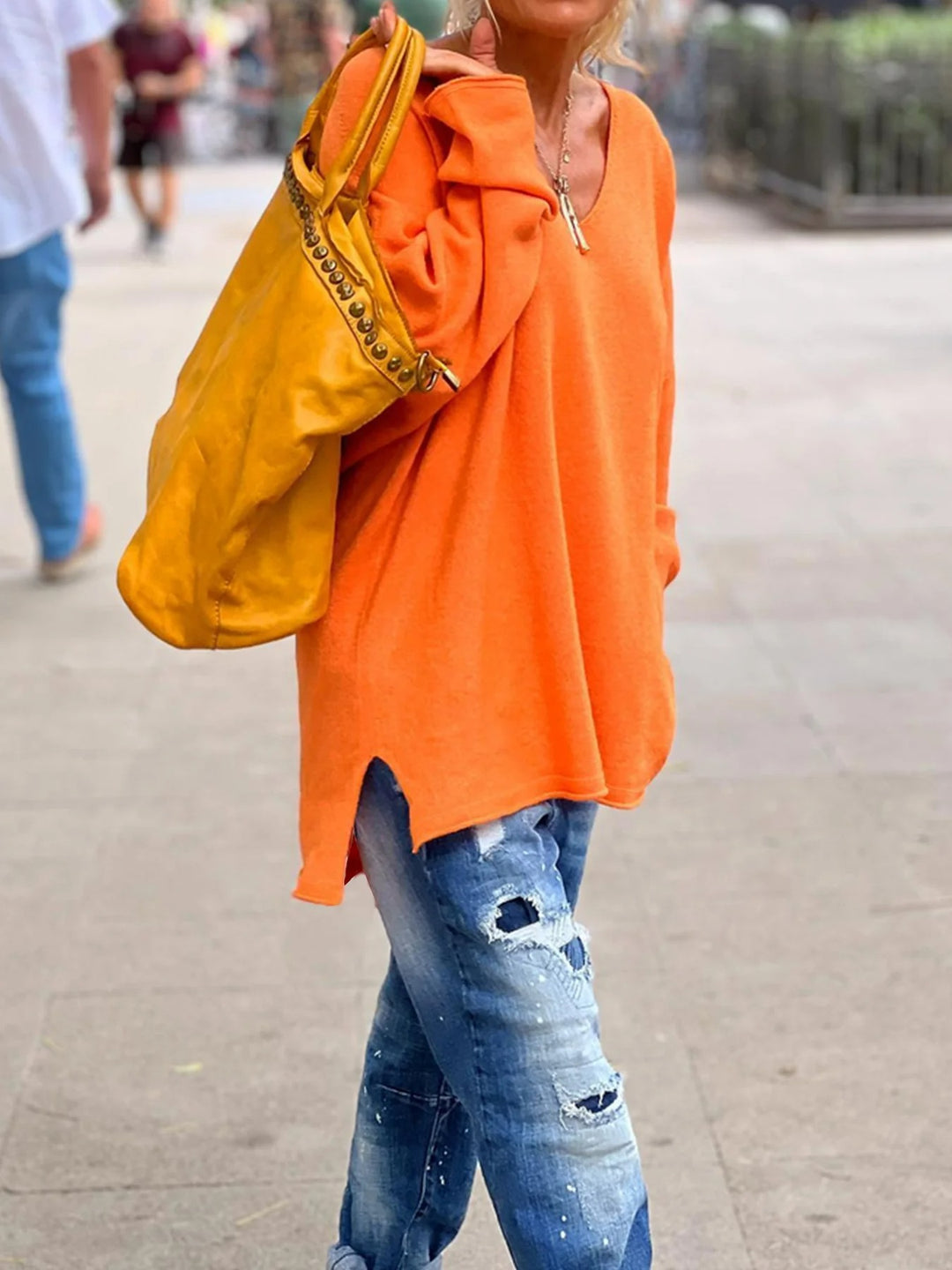 Pull oversize en maille à col en V