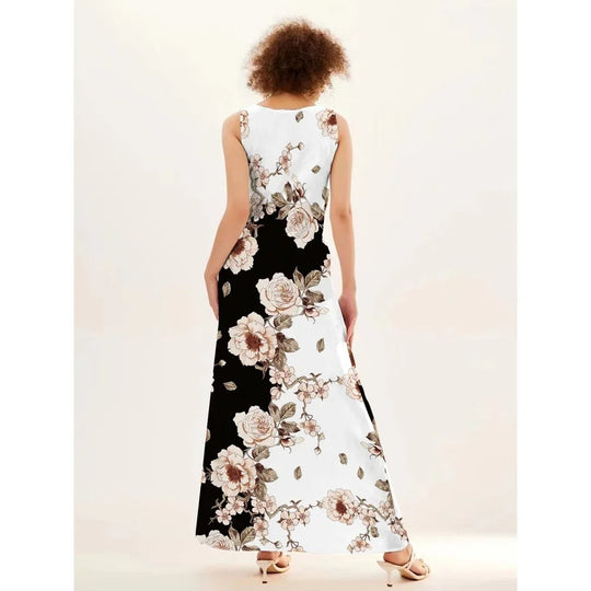 Robe bohème fleurie sans manches pour femme