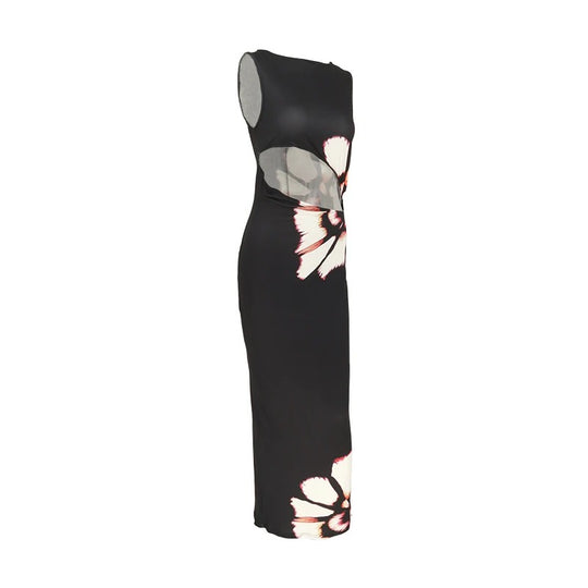 Robe d'été imprimée sans manches pour femme