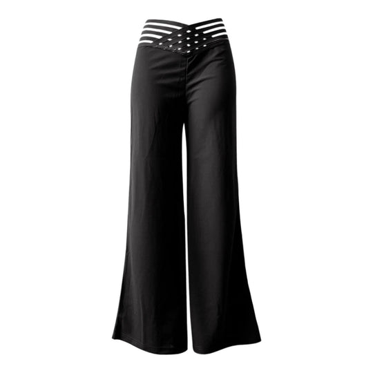 Pantalon évasé en maille transparente croisée pour femme