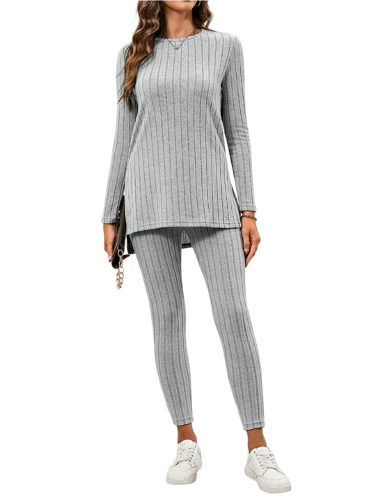 Ensemble manches longues et pantalon en tricot pour femmes