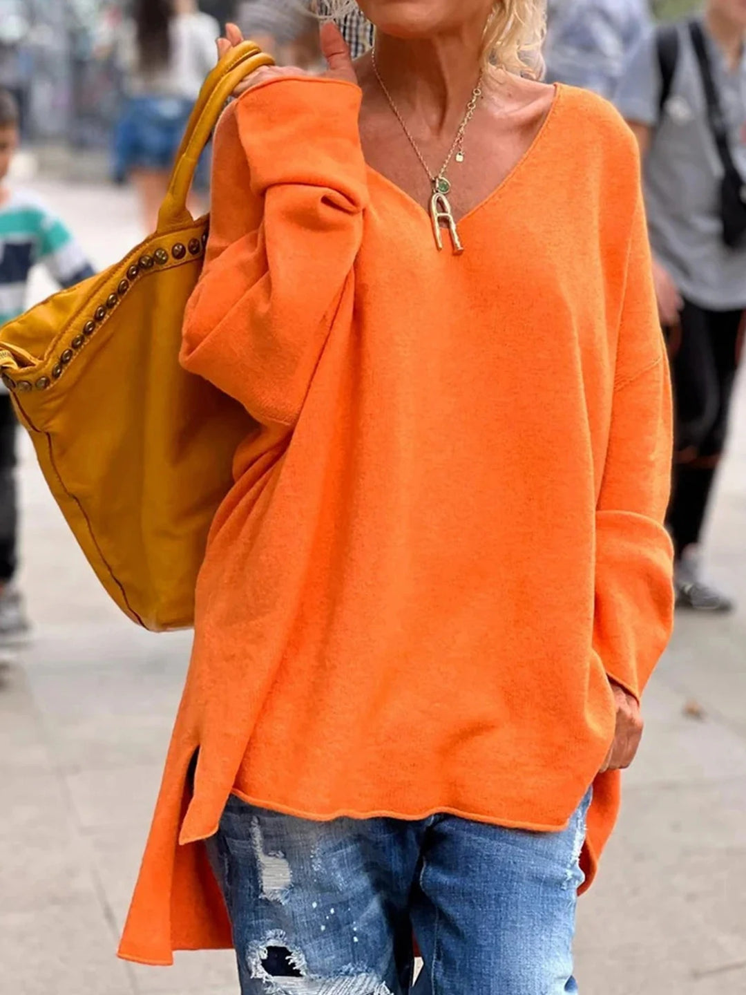 Pull oversize en maille à col en V