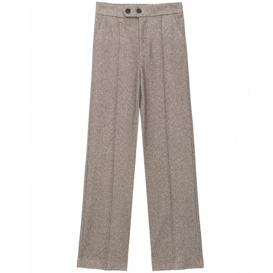 Pantalon droit en laine mélangée pour femme