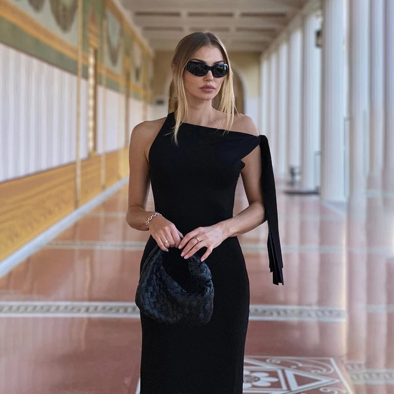 Robe de soirée sans manches ajustée pour femme