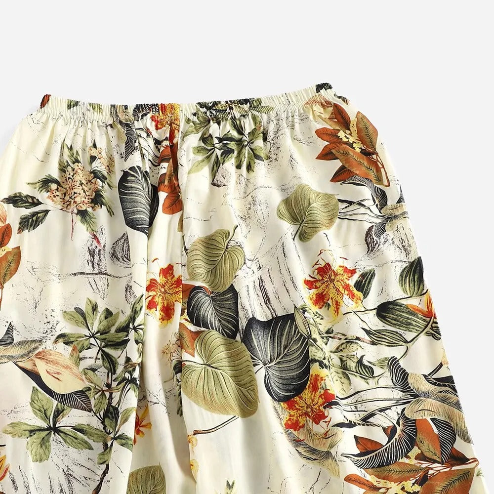 Pantalon large décontracté à taille élastique pour femme
