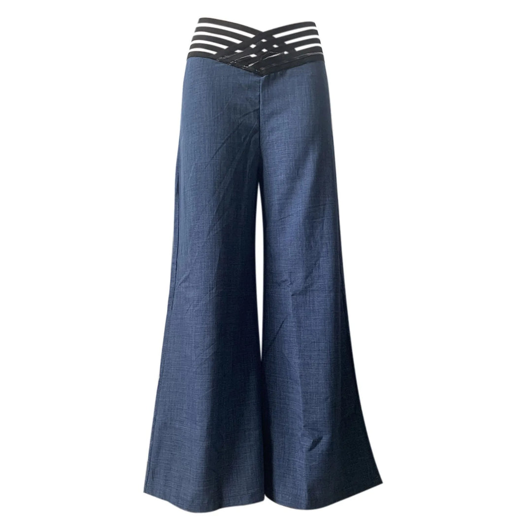 Pantalon évasé en maille transparente croisée pour femme
