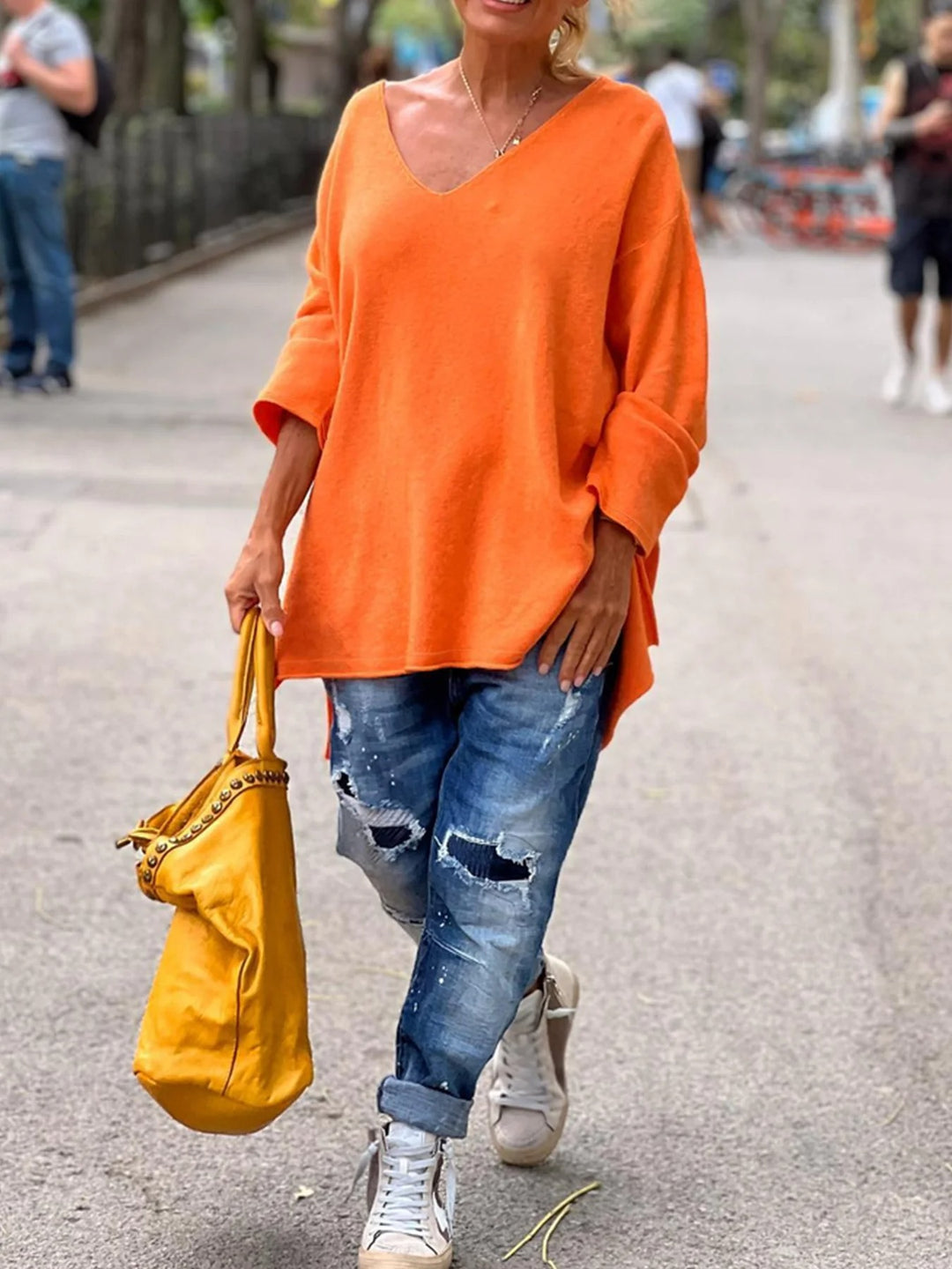Pull oversize en maille à col en V