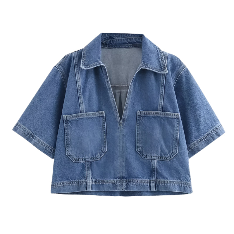 Jupe en jean et chemise courte à manches courtes pour femmes