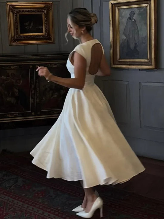 Robe longue sans manches à volants pour femme