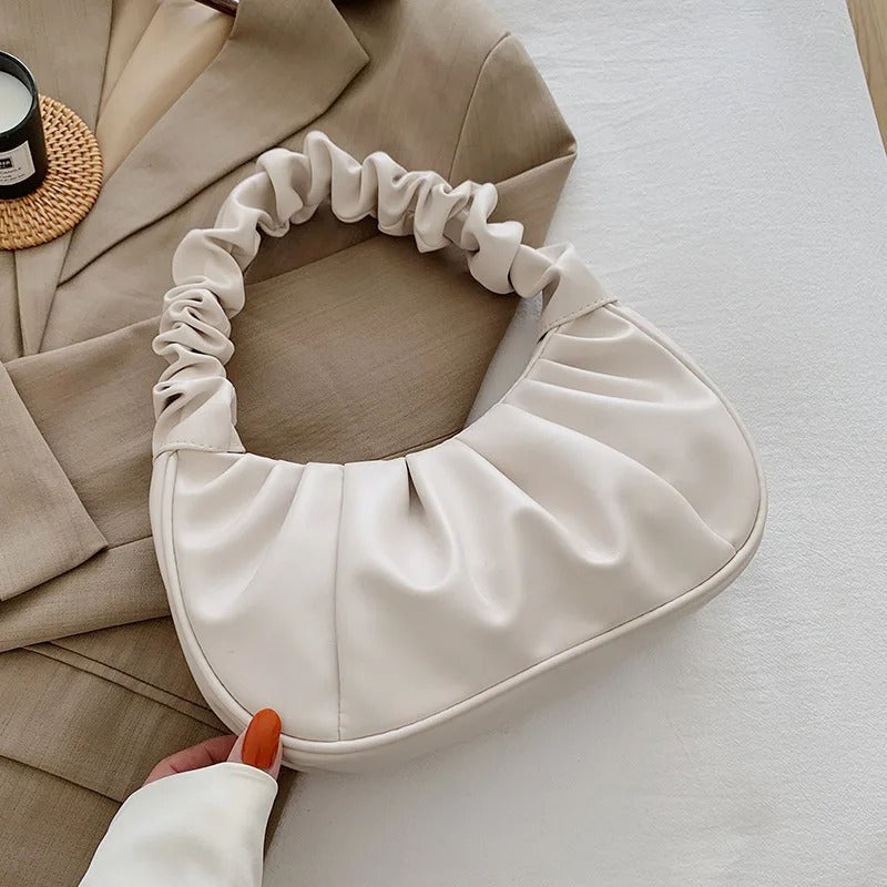 Sac à bandoulière en PU plissé pour femme