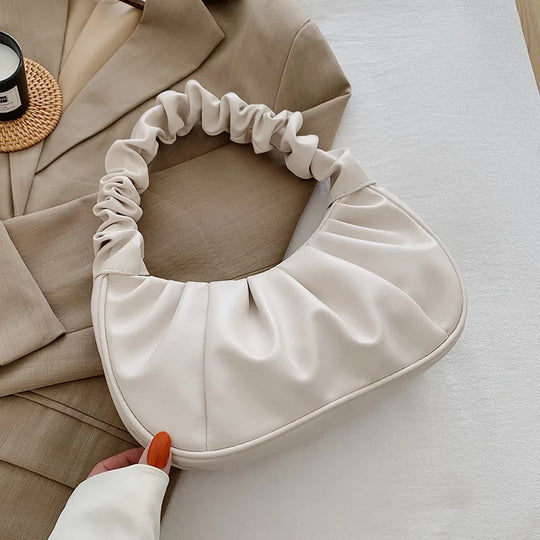 Sac à bandoulière en PU plissé pour femme